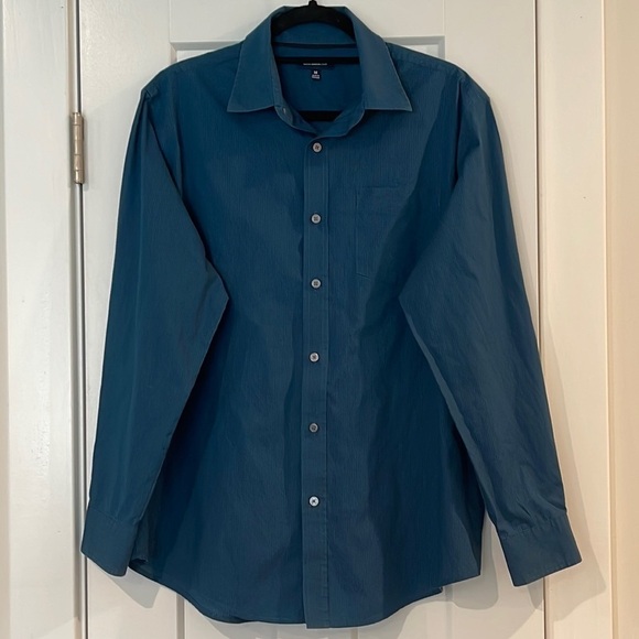 CROFT&BARROW MEN Shirts Casual Button Down Shirts Blue Pin Stripe Medium - Picture 1 of 13